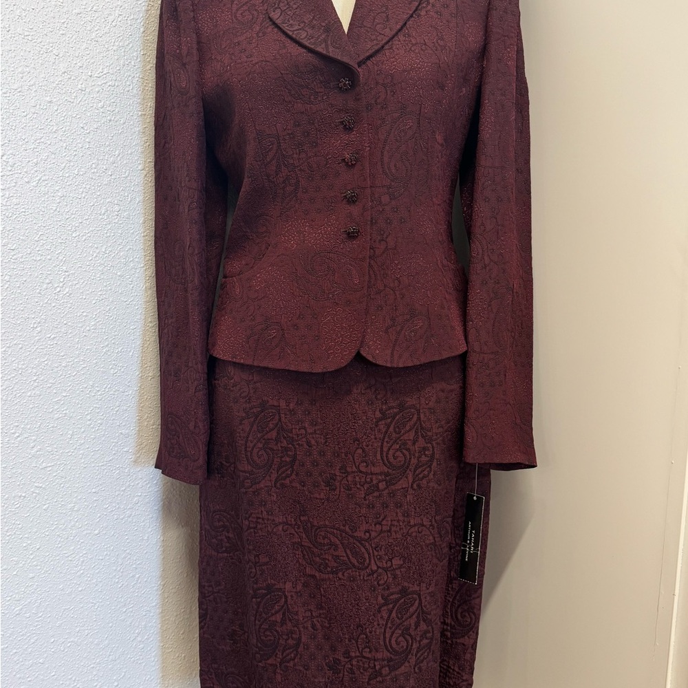 Elegant Burgundy Skirt Suit